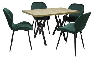 Set masă fixă Arta Stejar cu 4 scaune Opal Verde