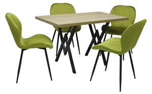 Set masă fixă Arta Stejar cu 4 scaune Opal Olive
