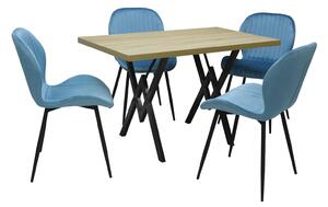 Set masă fixă Arta Stejar cu 4 scaune Opal Blue