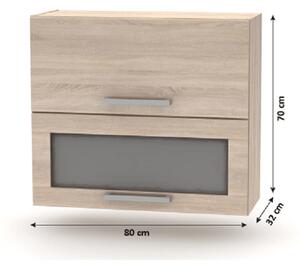 KONDELA Cabinet superior batant cu sticlă 2DV, stejar sonoma, NOVA PLUS NOPL-016-OH