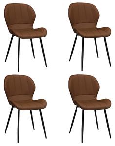 Set 4 Scaune Piele Ecologică Topaz Caramel