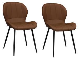Set 2 Scaune Piele Ecologică Topaz Caramel