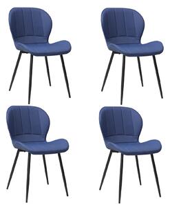 Set 4 Scaune Piele Ecologică Topaz Albastru