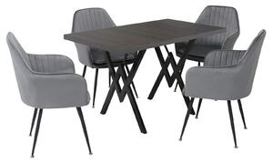 Set masă fixă Arta Wenge cu 4 scaune Coral Gri