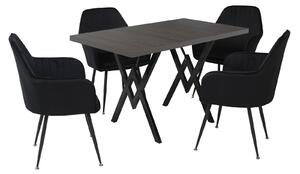 Set masă fixă Arta Wenge cu 4 scaune Coral Negru