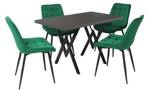 Set masă fixă Arta Wenge cu 4 scaune Onix Verde