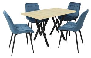 Set masă fixă Arta Stejar cu 4 scaune Onix Blue
