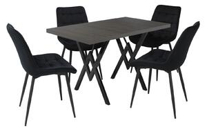 Set masă fixă Arta Wenge cu 4 scaune Onix Negru