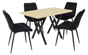 Set masă fixă Arta Stejar cu 4 scaune Onix Negru