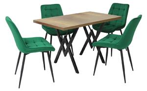 Set masă fixă Arta Nuc cu 4 scaune Onix Verde