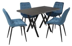 Set masă fixă Arta Wenge cu 4 scaune Onix Turcoaz