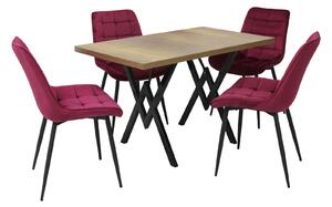 Set masă fixă Arta Nuc cu 4 scaune Onix Bordo