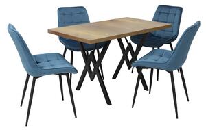 Set masă fixă Arta Nuc cu 4 scaune Onix Blue