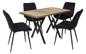 Set masă fixă Arta Nuc cu 4 scaune Onix Negru