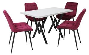 Set masă fixă Arta cu 4 scaune Onix Bordo