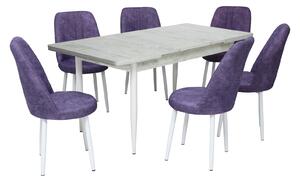 Set masă extensibilă Aris Ash White cu 6 scaune Cronos Mov