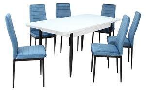 Set masă extensibilă Albă cu 6 scaune Oscar Blue