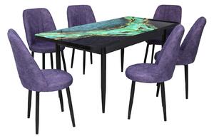 Set masă extensibilă Crystal cu 6 scaune Cronos Mov