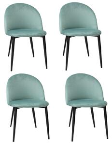 Set 4 Scaune Bella Verde Aqua Picior Negru