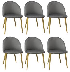 Set 6 Scaune Bella Gri Picior Maro