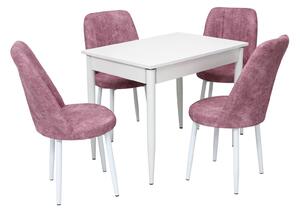 Set masă fixă Deco Albă cu 4 scaune Cronos Roz