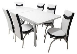 Set masă extensibilă Albă cu 6 scaune Star Alb Negru