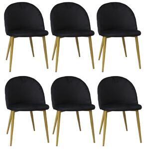 Set 6 Scaune Bella Negru Picior Maro