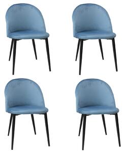 Set 4 Scaune Bella Albastru Picior Negru