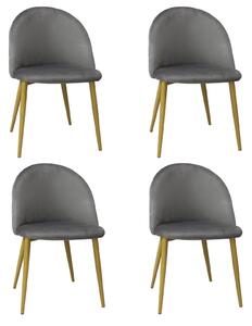 Set 4 Scaune Bella Gri Picior Maro