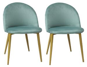 Set 2 Scaune Bella Verde Aqua Picior Maro