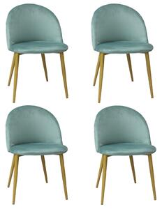 Set 4 Scaune Bella Verde Aqua Picior Maro