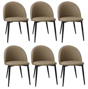 Set 6 Scaune Piele Ecologică Bella Capucino Picior Negru