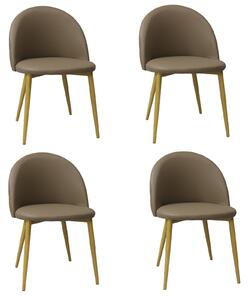 Set 4 Scaune Piele Ecologică Bella Capucino Picior Maro