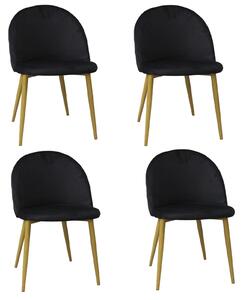 Set 4 Scaune Bella Negru Picior Maro