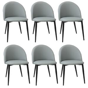 Set 6 Scaune Piele Ecologică Bella Gri Picior Negru