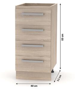 KONDELA Cabinet inferior cu 4 sertare, stejar sonoma, NOVA PLUS NOPL-055-0S