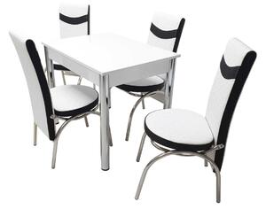 Set masă fixă Bronze Deco Albă cu 4 scaune Alb Negru
