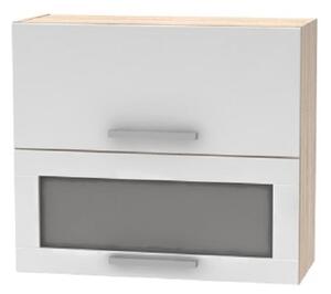 KONDELA Cabinet superior batant cu sticlă 2DV, stejar sonoma/alb, NOVA PLUS NOPL-016-OH