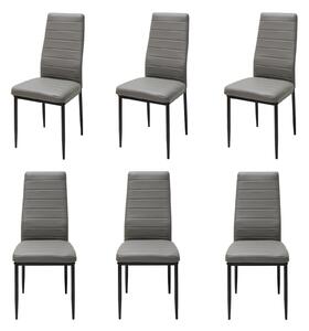 Set 6 Scaune Piele Ecologică Oscar Gri