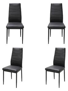 Set 4 Scaune Piele Ecologică Oscar Negru