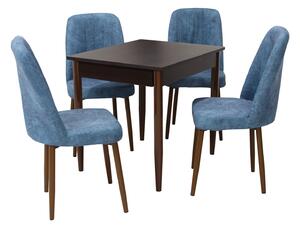 Set masă fixă Deco Wenge cu 4 scaune Artemis Blue
