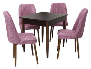 Set masă fixă Deco Wenge cu 4 scaune Artemis Roz