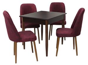 Set masă fixă Deco Wenge cu 4 scaune Artemis Bordo