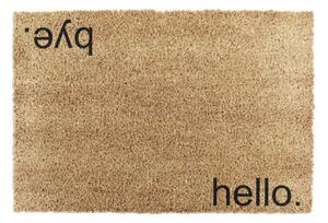 Covoraș intrare din fibre de cocos Artsy Doormats Hello, Bye, 40 x 60 cm, negru
