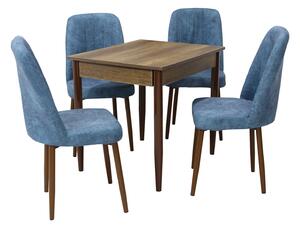 Set masă fixă Deco Nuc cu 4 Scaune Artemis Blue