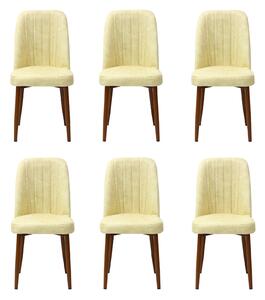 Set 6 Scaune Artemis Crem Picior Maro