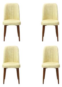 Set 4 Scaune Artemis Crem Picior Maro
