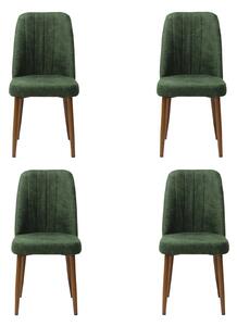 Set 4 Scaune Artemis Verde Picior Maro