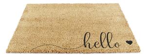 Covoraș intrare din fibre de cocos Artsy Doormats Hello Scribble, 40 x 60 cm, negru