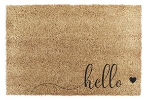 Covoraș intrare din fibre de cocos Artsy Doormats Hello Scribble, 40 x 60 cm, negru